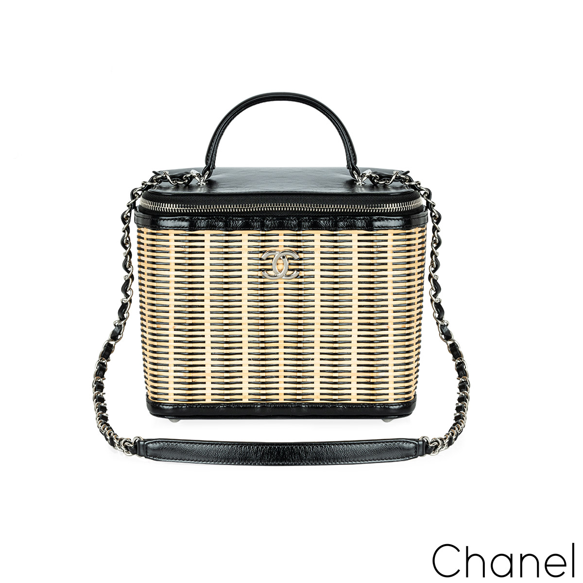 Chanel Raffia Basket Tote Bag - Black Totes, Handbags - CHA496777